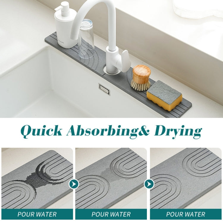 Faucet Sink Drying Mat Diatomaceous Earth Stone Splashproof Absorbent Sink Drainage Mat, Color: K05 White(40x10cm) by bashfashion