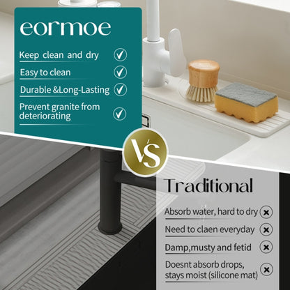 Faucet Sink Drying Mat Diatomaceous Earth Stone Splashproof Absorbent Sink Drainage Mat, Color: K05 White(60x10cm) by bashfashion