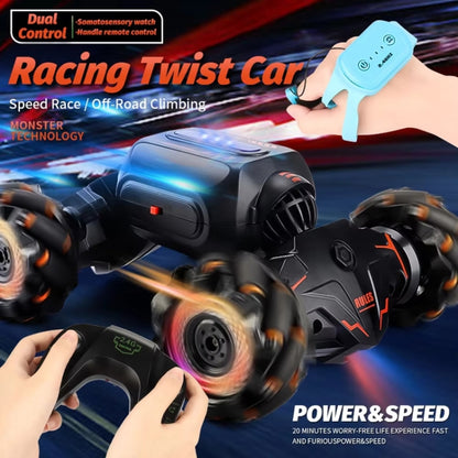 Children RC Car Toy Lights Electric Gesture Sensor Remote Control Twisting Stunt Car, Color: Orange Dual RC(1:12) by bashfashion