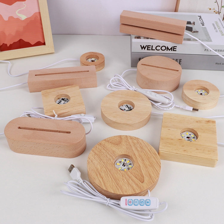 LED Light Solid Wood Luminous Base for Resin Art Acrylic Glass Lights Rectangular 18cm(Three-color Light) by bashfashion
