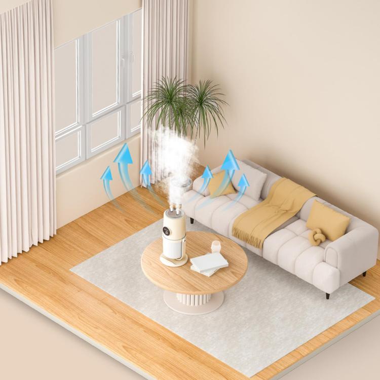 Desktop Dual Port Humidifier Portable Mini Air Purifier With Nightlight, Color: Beige+Base by bashfashion