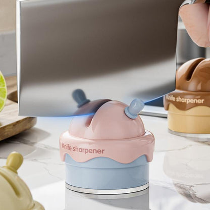 Suction Cup Knife Sharpener Home Kitchen Sharpening Knife Scissors Tool Quick Sharpener(Chocolate) by bashfashion