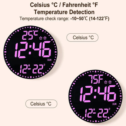 11.6-Inch RGB Wall Clock With Remote Control Multi-Functional Alarm Clock Black+Black by bashfashion