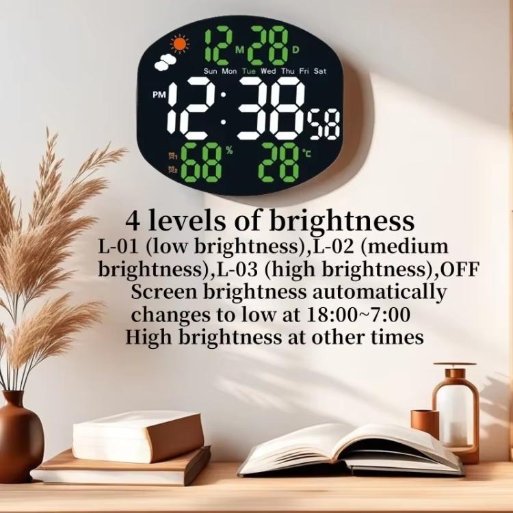Digital Wall Clock Weather Station Forecast TEMP Humidity 2 Alarm Table Clock With Remote Control(Green+White) by bashfashion