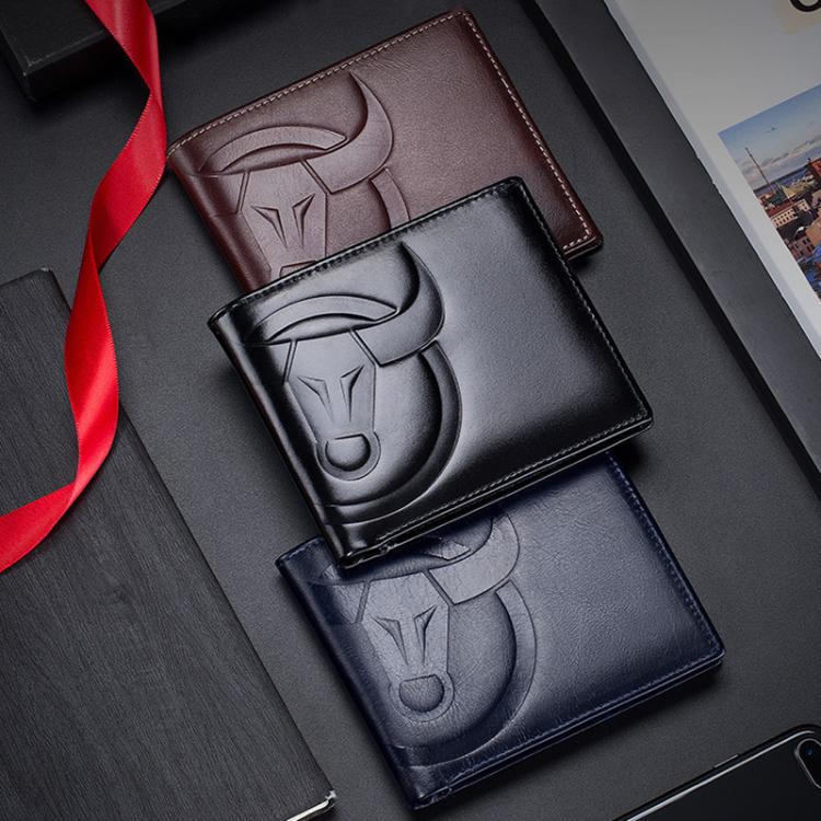 BULL CAPTAIN 0203 RFID Anti-theft Top-layer Cowhide Multiple Card Slots Wallet(Black Horizontal) by BULL CAPTAIN