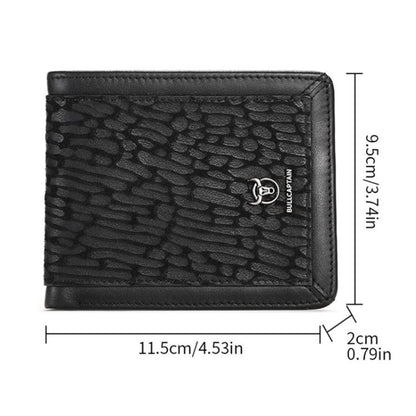 BULL CAPTAIN 07 RFID Anti-theft Top-layer Cowhide Multiple Card Slots Wallet(Black Cross Print) by BULL CAPTAIN