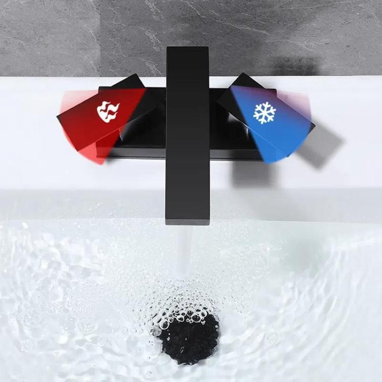Dual Handle Two-Hole Bathroom Sink Faucet for Undermount Basin Separate Hot/Cold Water Controls, Spec: Black A3 by bashfashion