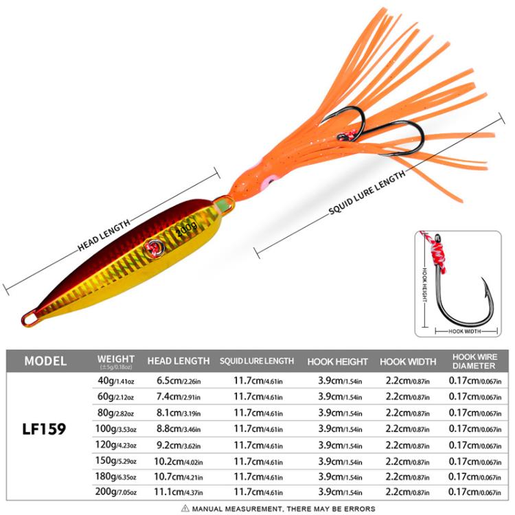 100G PROBEROS LF159 Luminous Bearded Squid Hook Slow Cranking Road Runner Iron Plate Bionic False Bait(B) by PROBEROS
