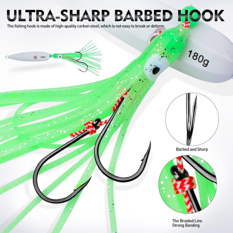 80G PROBEROS LF159 Luminous Bearded Squid Hook Slow Cranking Road Runner Iron Plate Bionic False Bait(A) by PROBEROS