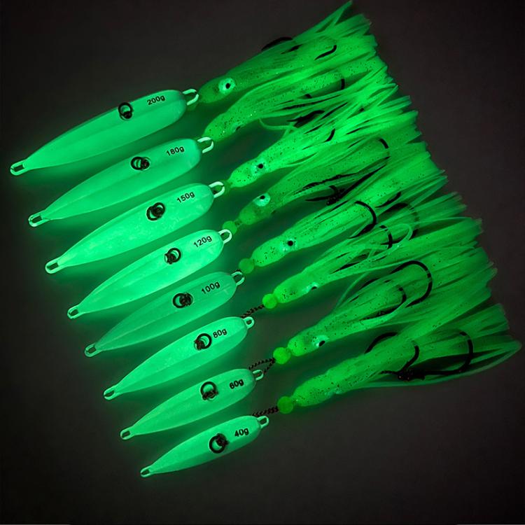 60G PROBEROS LF159 Luminous Bearded Squid Hook Slow Cranking Road Runner Iron Plate Bionic False Bait(D) by PROBEROS