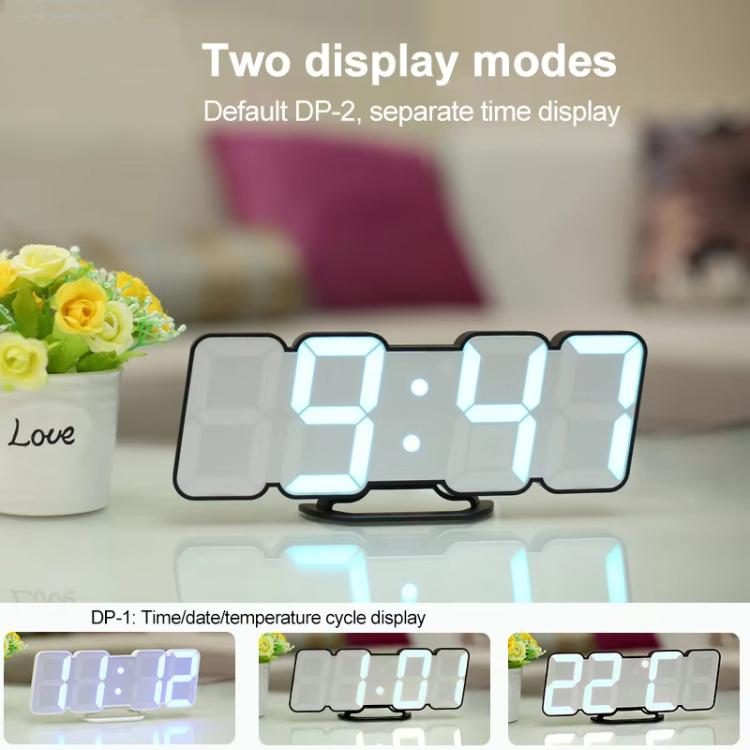 RGB Color Changing 3D Digital Clock With Voice Control, Adjustable Brightness, Temperature Display & Remote, Spec: Ordinary White by bashfashion