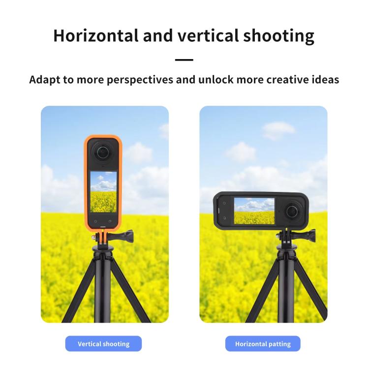 For Insta360 X5 360 Camera CQT Expandable Protective Cage Shockproof Case Horizontal Black by CQT