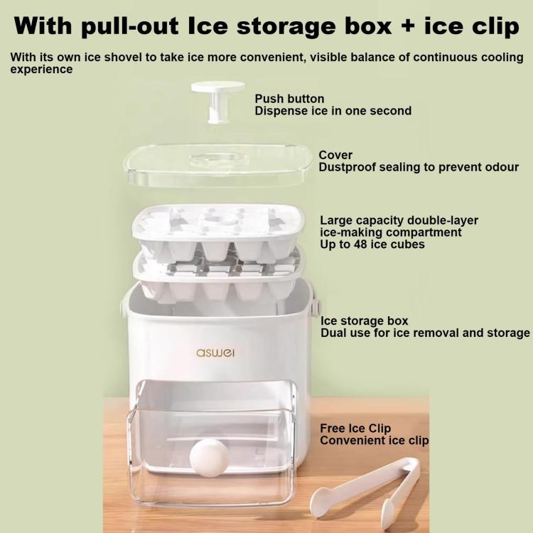 Kacheeg 2-In-1 Double Layer Ice Cube Tray With Storage Container Easy Push Release Mold(White) by Kacheeg