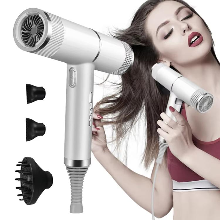 T-Shaped Hair Dryer with Smart Inverter Technology High-Power Blow Dryer for Home & Salon Use US Plug With 3 Nozzles(Gray) by bashfashion