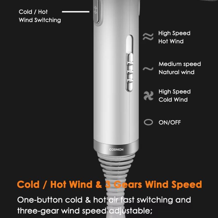 T-Shaped Hair Dryer with Smart Inverter Technology High-Power Blow Dryer for Home & Salon Use US Plug With 3 Nozzles(White) by bashfashion