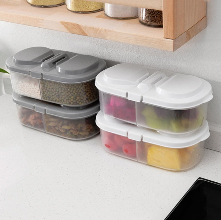 5 PCS Double Grid Kitchen Food Multigrain Sealed Jar Multifunctional Refrigerator Storage Box with Lid(White) by bashfashion